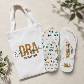 Kit Personalizados para Formatura Chinelos + Bolsa Eco Poliester 