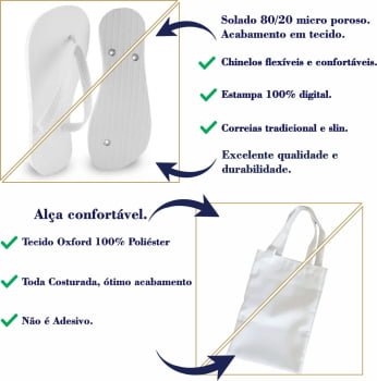 Kit Personalizados para Formatura Chinelos + Bolsa Eco Poliester 