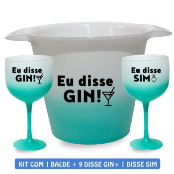 Kit Despedida Eu disse Gin com 10 Taças de drink degrade + 1 Balde de Gelo festa balada das amigas da noiva