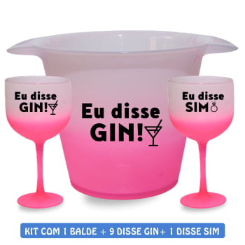 Kit Despedida Eu disse Gin com 10 Taças de drink degrade + 1 Balde de Gelo festa balada das amigas da noiva