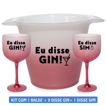 Kit Despedida Eu disse Gin com 10 Taças de drink degrade + 1 Balde de Gelo festa balada das amigas da noiva