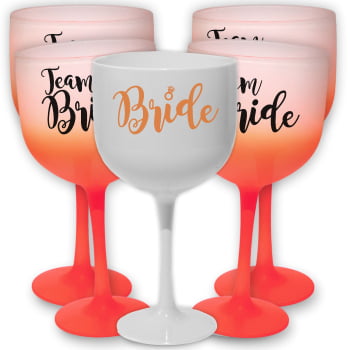 Kit Despedida de solteira Taças de Gin 580ml Degrade Team Bride balada das amigas e noiva