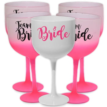 Kit Despedida de solteira Taças de Gin 580ml Degrade Team Bride balada das amigas e noiva