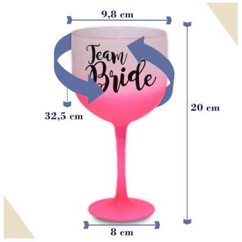 Kit Despedida de solteira Taças de Gin 580ml Degrade Team Bride balada das amigas e noiva