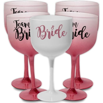 Kit Despedida de solteira Taças de Gin 580ml Degrade Team Bride balada das amigas e noiva