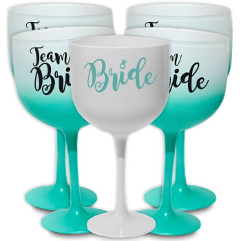 Kit Despedida de solteira Taças de Gin 580ml Degrade Team Bride balada das amigas e noiva