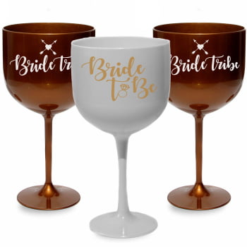 Taças de gin despedida de solteira Bride Tribe - GRÁTIS 1 TAÇA DA NOIVA 