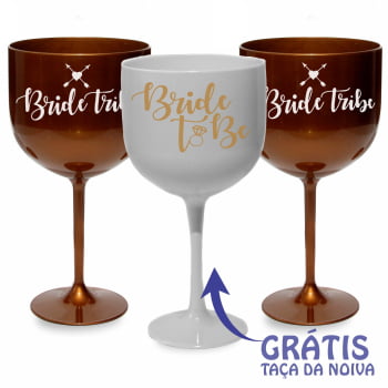 Taças de gin despedida de solteira Bride Tribe - GRÁTIS 1 TAÇA DA NOIVA 