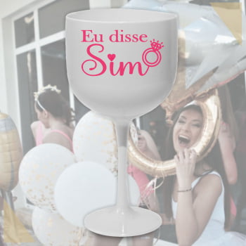 Kit Taças acrílico Degrade 580ml Despedida de Solteira Eu Disse Gin festa amigas e noiva