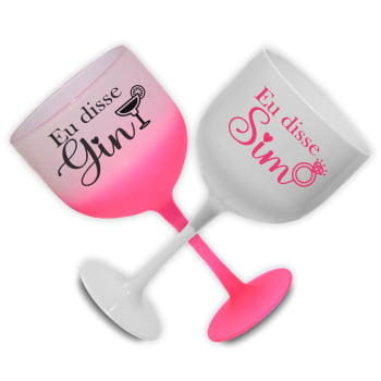 Kit Taças acrílico Degrade 580ml Despedida de Solteira Eu Disse Gin festa amigas e noiva
