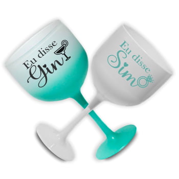 Kit Taças acrílico Degrade 580ml Despedida de Solteira Eu Disse Gin festa amigas e noiva