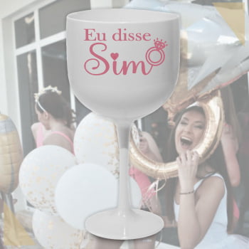 Kit Taças acrílico Degrade 580ml Despedida de Solteira Eu Disse Gin festa amigas e noiva