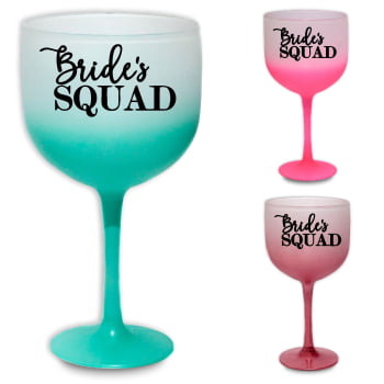 Taças de Gin Degrade Despedida de Solteira Kit Bride's Squad para festa da noiva e madrinhas Taças de Gin Degrade Despedida de Solteira Kit Bride's Squad para festa da noiva e madrinhas