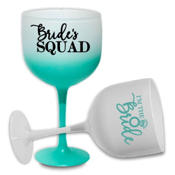 Taças de Gin Degrade Despedida de Solteira Kit Bride's Squad para festa da noiva e madrinhas