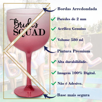 Taças de Gin Degrade Despedida de Solteira Kit Bride's Squad para festa da noiva e madrinhas