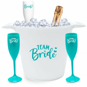 Kit Despedida de solteira taças de champanhe + Balde de Gelo GRÁTIS TAÇA BRANCA BRIDE