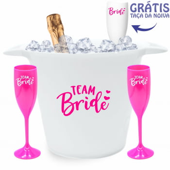 Kit Despedida de solteira taças de champanhe + Balde de Gelo GRÁTIS TAÇA BRANCA BRIDE