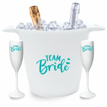 Kit Despedida de solteira com 10 taças de champanhe 180ml + Balde de Gelo 5 litros linha premium para festa da noiva e amigas