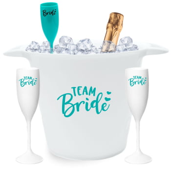 Kit Despedida de solteira com 10 taças de champanhe 180ml + Balde de Gelo 5 litros linha premium para festa da noiva e amigas