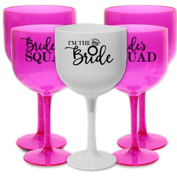 Kit Taças de Gin Despedida de Solteira Bride's Squad - GRÁTIS TAÇA DA NOIVA