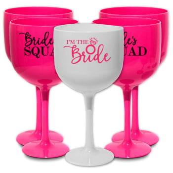 Kit Taças de Gin Despedida de Solteira Bride's Squad - GRÁTIS TAÇA DA NOIVA