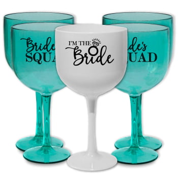 Kit Taças de Gin Despedida de Solteira Bride's Squad - GRÁTIS TAÇA DA NOIVA