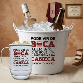 Kit formatura odontologia com balde de gelo e canecas de alumínio
