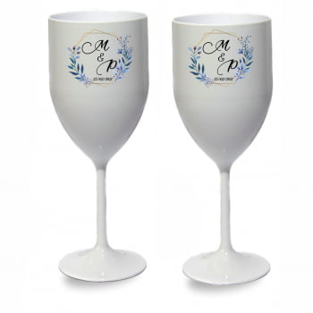 Taças de vinho acrílico Personalizadas para Casamento 